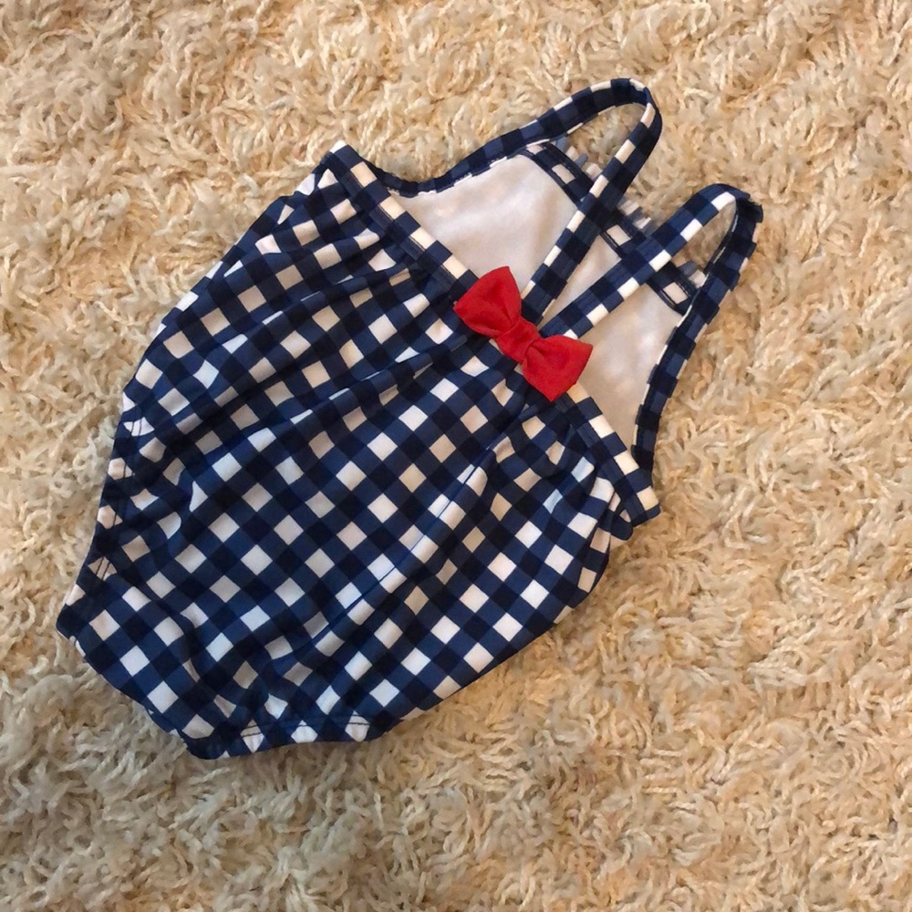 NEW adorable plaid baby swimsuit! ❤️💙